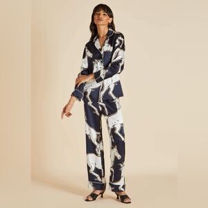 2pc Olivia Von Halle Lila Horse Silk Pajamas Size L